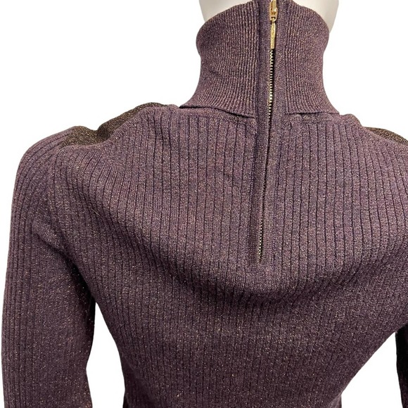 TORY BURCH Lindley Shimmer Sparkle Wool Blend Turtleneck Sweater M - Picture 8 of 11